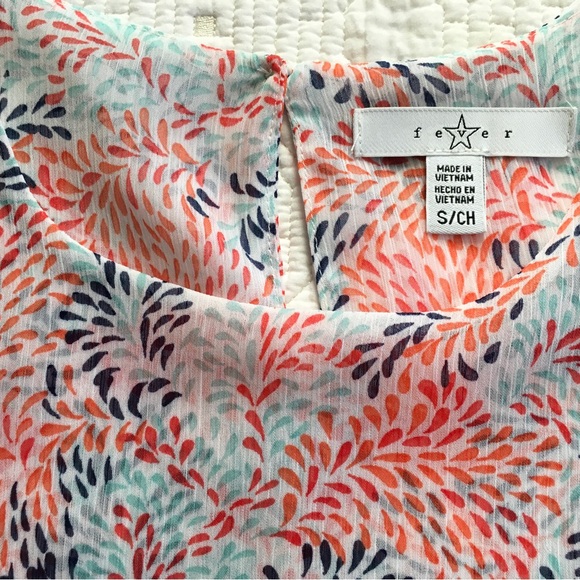 Fever Womens Double Layer Chiffon Print Sleeveless Tunic Top Asymmetric Hem Sz S - Picture 5 of 9